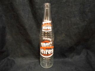 Vintage Hires Draft Style Root Beer Clear Glass Soda Bottle 16 Fl Oz Evanston Il