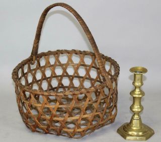 A Very Rare 19th C Shaker Cheese Basket W/handle In Untouched Surface