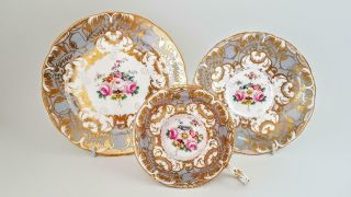 Antique Coalport / Ridgway Floral & Gold Cabinet Tea Trio - Cup & Saucer 1