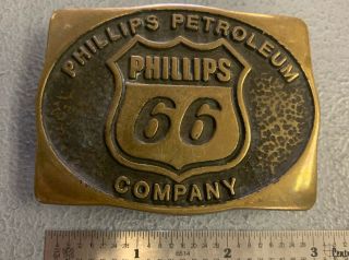 Vintage 1982 Phillips 66 Petroleum Oil Company Brass Belt Buckle