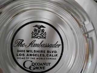 Vintage Ambassador Hotel Los Angeles Glass Ashtray,  Cocoanut Grove 3