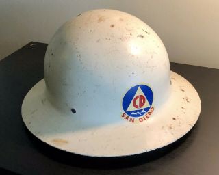 Vintage Civil Defense Helmet With “cd San Diego” Marking.