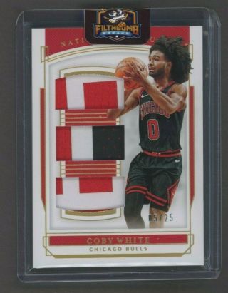 2019 - 20 National Treasures Coby White Rc Rookie Triple Patch 5/25 Bulls