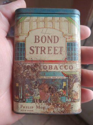 Bond Street Pipe Tobacco Vintage Tin - Philip Morris & Co,  1940s,  Pocket Style