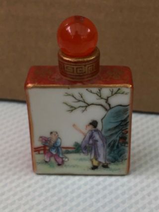 Vintage Chinese Snuff Scent Bottle With Hand Painted Scenes