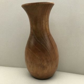 Vintage Mcm Hand - Turned Wood Vase 10”