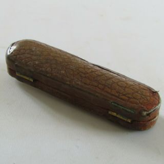 Old antique bakelite Cheroot holder in a leather case 3