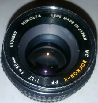 Vintage Minolta Mc Rokkor - X Pf Prime 1.  7 50mm Camera Lens Bayonet Mount