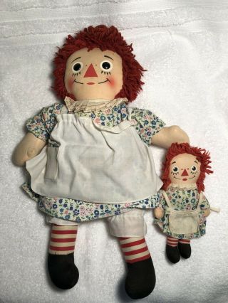 Vintage 1970’s Knickerbocker Raggedy Ann And Mini Doll