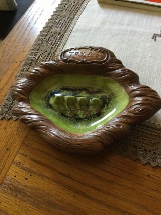 Vintage Treasure Craft Texas Ashtray - Funky Green And Brown 1960 