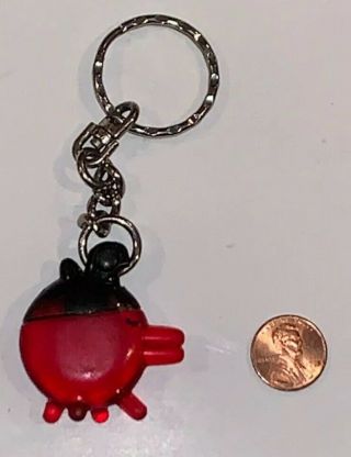 Vintage 1997 Tamagotchi Keychain Red Black Figure Mcdonalds Happy Meal Toy 1.  5 "