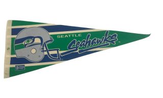 Vtg Seattle Seahawks Nfl Football Felt Pennant Full Size 30” Flag Wall Sign