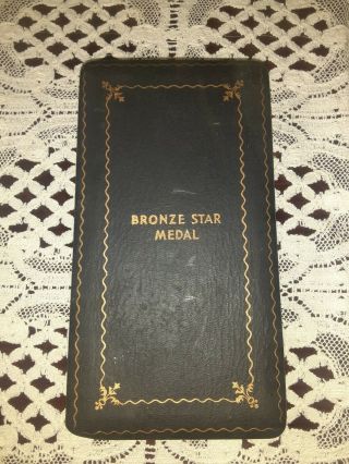 Vintage Bronze Star Medal Empty Metal Case Box With Lapel Pin