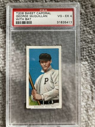 1909 - 11 T206 George Mcquillan With Bat Psa 4 Sweet Caporal 350/30