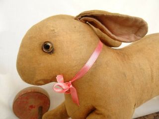 Antique Steiff Rabbit Pull Toy with Wooden Wheels 12 