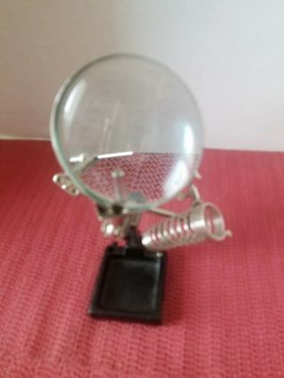 Vintage Third Hand Tool - Soldering Stand,  Magnifying Glass,  2 Alligator Clips