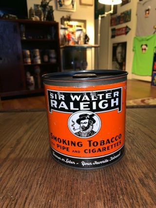 Vintage Sir Walter Raleigh Smoking Tobacco Tin 14oz Fred Meyer Price Sticker