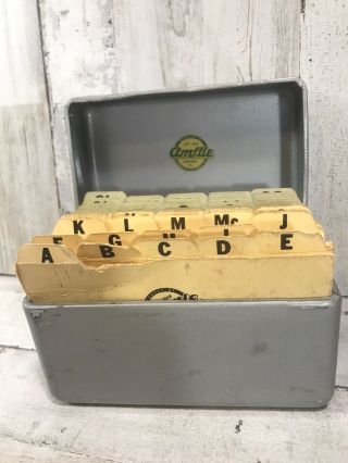 Amfile Vintage Metal 3 " X 5 " Card File Box Holder Case Industrial Office