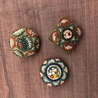 Vintage Italian Micro Mosaic Pins Set Of 3
