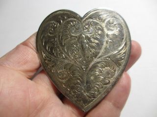 Rare Large Western Edward H Bohlin Sterling Silver Heart Shape Belt Buckle - Nr