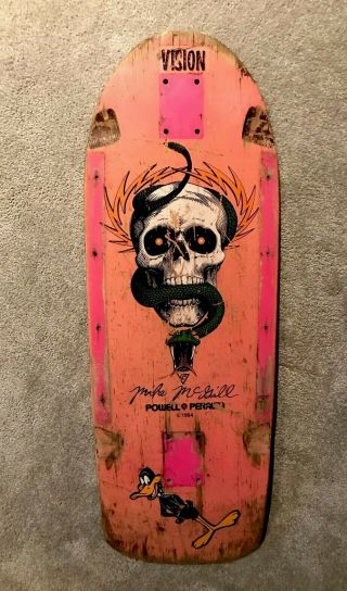 1984 Og Mike Mcgill Powell Peralta Vintage Skateboard - Rare Pink Tony Hawk