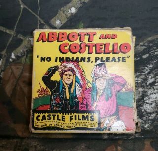 Vtg 1948 Abbott & Costello " No Indians Please " 8mm Castle Film 808 Ride 