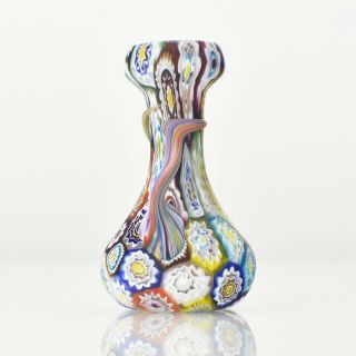 Antique Murano Satinated Millefiori Art Glass Miniature Vase by Fratelli Toso 2