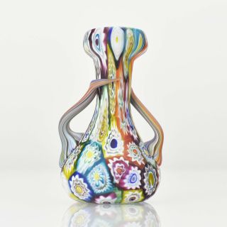 Antique Murano Satinated Millefiori Art Glass Miniature Vase by Fratelli Toso 3