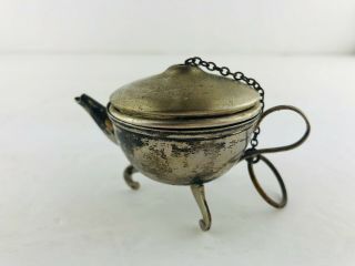 Vintage Silver Plate Tea Strainer Infuser Teapot Shaped