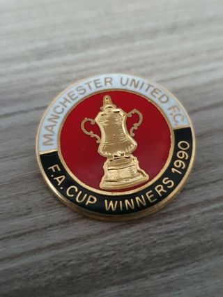 Vintage 1990 Fa Cup Winners Manchester United Badge Coffer Style Man Utd Badge