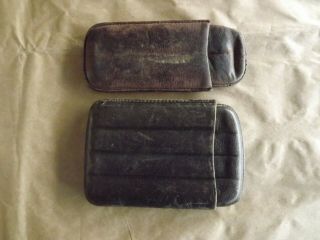 Vintage Leather 2 Finger And 4 Finger Cigar Cases