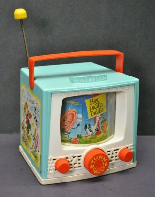 Vtg 1964 65 Fisher Price Peek A Boo Screen Hey Diddle Diddle Tv Movie Screen Toy