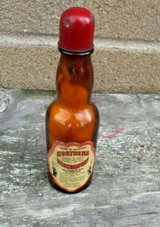 Vintage Novelty Glass Whiskey Bottle Lighter Northern Discomfort Red Cap