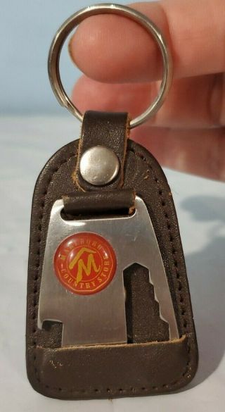 Keychain: Marlboro Country Store With Bottle Opener Brown Leather,  Snaps Vtg