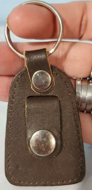 KEYCHAIN: MARLBORO Country Store with Bottle Opener brown leather,  snaps VTG 3