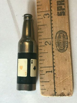 Vintage Metal Kem Co Beer Soda Bottle Shaped Cigarette Lighter Playing Cards