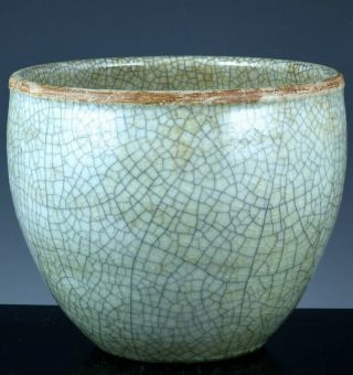 Antique 18/19thc Chinese White Langyao Crackle Glaze Planter Censer Bowl