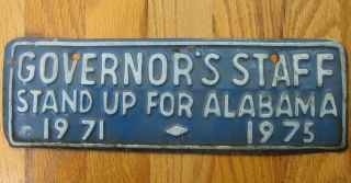 Stand Up For Alabama Governors Staff License Plate Tag George Wallace Vintage
