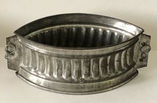 Antique Made In France Tin Farm Game Pie Oval Basket Baking Kitchen Mold Mould