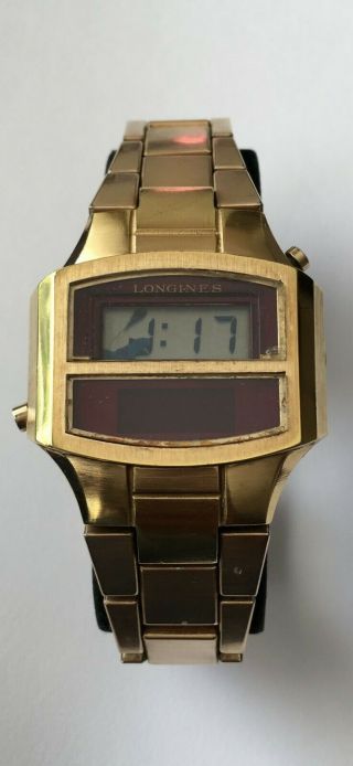 Vintage Longines Led & Lcd Watch 14k Gold Electroplated Bezel Admiral U.  S.  A 1/20