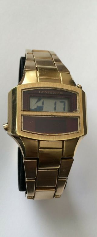 Vintage Longines LED & LCD watch 14k Gold Electroplated Bezel Admiral U.  S.  A 1/20 2