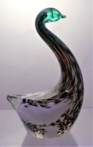 Vintage Avondale Glass Swan Paperweight Blue / Green / White / Perfect Present