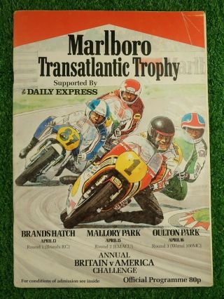 Vintage Marlboro Transatlantic Trophy Britain V America 1979 Official Programme