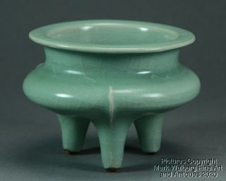 Chinese / Japanese Celadon Glazed Porcelain Tripod Censer,  19th C.  Or Earlier