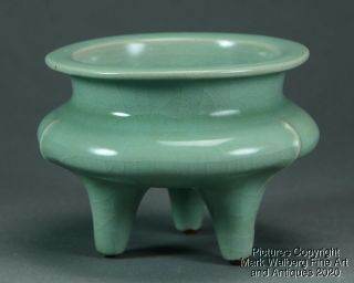 Chinese / Japanese Celadon Glazed Porcelain Tripod Censer,  19th C.  or Earlier 2