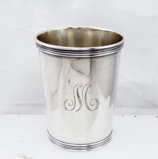 Nr - Vintage Manchester Solid Sterling Silver Derby Julep Cup - Monogrammed " M "