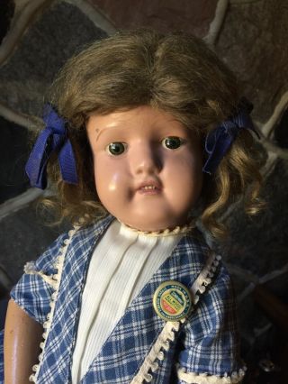 Antique 19” inch Schoenhut wood doll Dolly Paint Wig 3