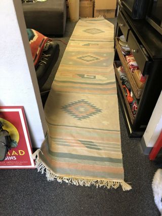 Old Antique Vtg Navajo Runner Rug Native American Or Mexican 5’11” X 31”