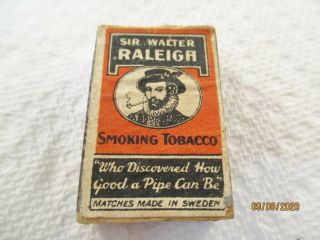 Sir Walter Raleigh Tobacco Wood Matchbox Made In Sweden
