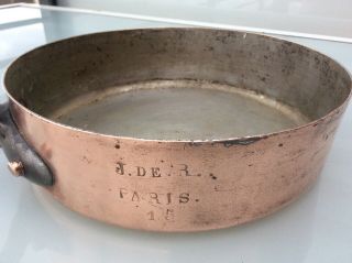 Antique copper saute pan tin lined James de Rothschild Paris 15 No Dehillerin 2